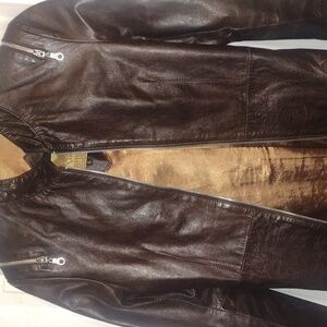 Trotters Dark Brown Leather Bomber Jacket